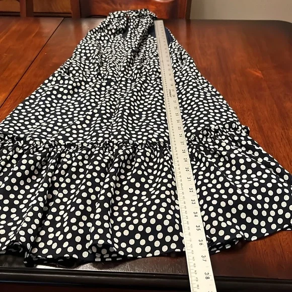 Betsey Johnson Halter Dress with Ruffled Hem Navy with White Polka Dots Size 4 - Picture 8 of 12